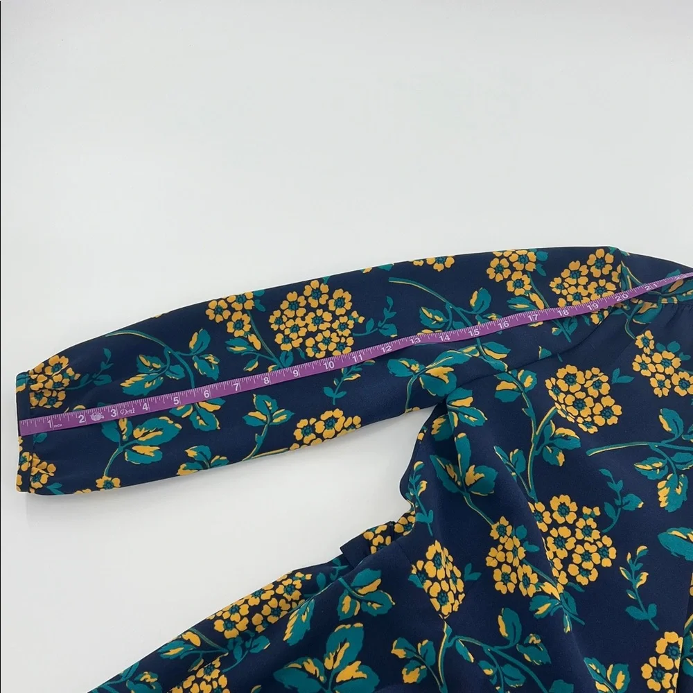 J.Crew Golden floral wrap dress in‎ 365 crepe Navy/Yellow mature office